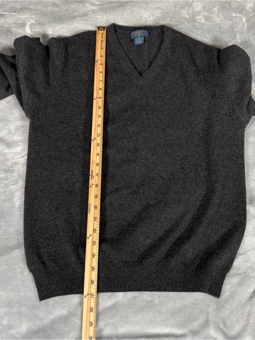 Joseph & Lyman Cashmere V Neck Sweater Mens M Preppy Knit Gray - Picture 5 of 6